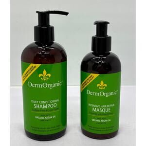 Dermorganic Argan Oil Shampoo 12 oz & Masque 8.5 oz Duo New and Sealed